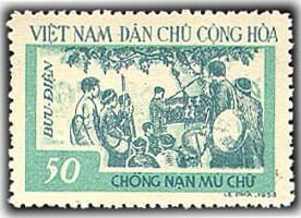 Stamp, Anti - illiteracy campaign, Vietnam,  