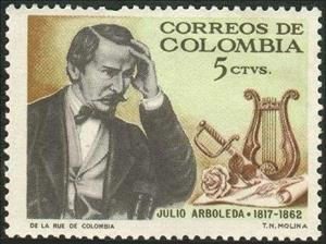 Stamp, Julio Arboleda Pombo (1817~1862), Colombia,  , Politicians, Journalists, Literary People (Poets and Writers)