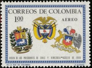 Stamp, Visits of Eduardo Frei and Raul Leonix, Colombia,  
