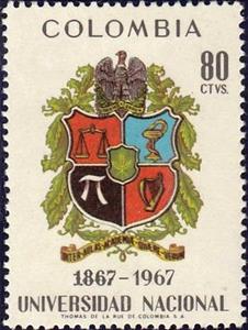 Stamp, Arms of National University, Colombia,  