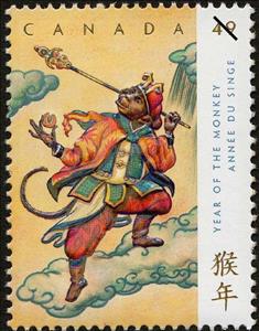 Stamp, Year of the monkey, Canada,  , Chinese New Year, Chinese Zodiac