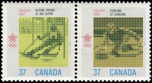 Se-tenant, Alpine Skiing, Curling, Canada,  , Sport, Olympic Games, Skiing, Curling
