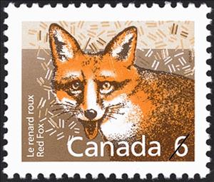 Stamp, Red Fox (Vulpes vulpes), Canada,  , Mammals, Foxes, Animals (Fauna)