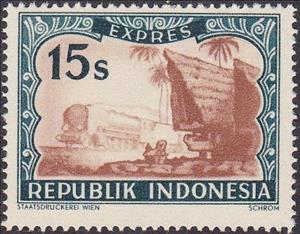 Stamp, Special services (Expres), Indonesia,  , Houses