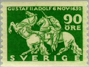 Stamp, Lützen, Sweden,  , Heads of State, Weapons, Mammals, Commemoration, Horses, Animals (Fauna), Anniversaries and Jubilees