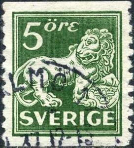 Stamp, Standing Lion, Sweden,  