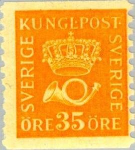 Stamp, Crown and Posthorn - Type II, Sweden,  , Musical Instruments, Post Horns, Crowns and Coronets