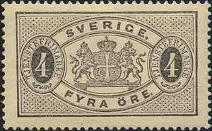 Stamp, Service, big format, Sweden,  , Heraldic Animals, Coats of Arms