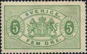 Stamp, Service, big format, Sweden,  , Heraldic Animals, Coats of Arms