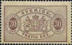 Stamp, Service, big format, Sweden,  , Heraldic Animals, Coats of Arms