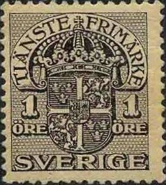 Stamp, Service, small format, Sweden,  , Heraldic Animals, Coats of Arms