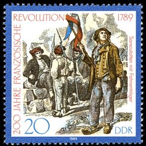 Stamp, Flagbearer of the Sansculottes, armed citizens, Germany, Democratic Republic,  , Revolutions