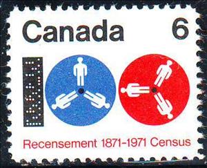 Stamp, Census - People and Computer Tapes, Canada,  