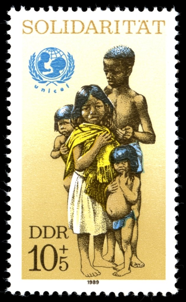 African children, UNICEF emblem