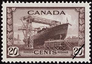 Stamp, Launching of Corvette HMCS La Malbaie, Canada,  , Ships