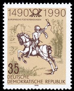 Stamp, The small postrider, Germany, Democratic Republic,  , Horses, Postal Traffic, Postmen, Postal History
