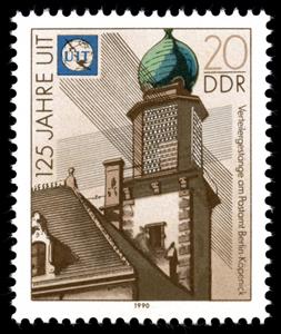 Stamp, Distributor linkage for phone lines at the post office Köpen, Germany, Democratic Republic,  
