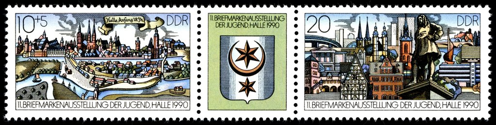 Se-tenant, Tenant with deco-field, Germany, Democratic Republic,  