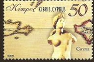 Stamp, "Europhilex 02" - Map and Aphrodite (15th cent. A.D.), Cyprus,  , Maps, Philatelic Exhibitions, Statues, Archaeology