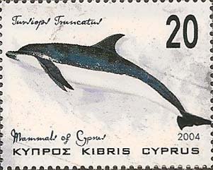 Stamp, Common Bottlenose Dolphin (Tursiops truncatus), Cyprus,  , Mammals, Dolphins