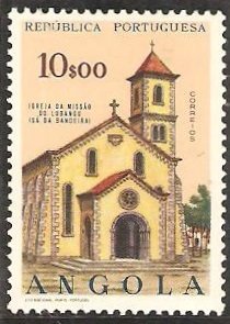 Stamp, Church in Huila, Angola,  , Religion, Buildings, Churches - Cathedrals - Basilicas - Chapels