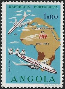 Stamp, 10 years TAP, Angola,  , Aviation, Airlines, Aircrafts