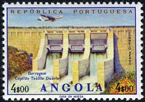Stamp, Capitão Teófilo Duarte Dam, Angola,  , Water works, Dams, Aviation, Aircrafts