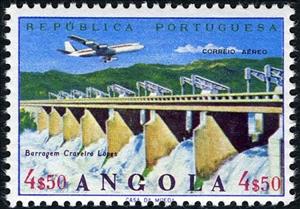 Stamp, Craveiro Lopes Dam, Angola,  , Water works, Dams, Aviation, Aircrafts