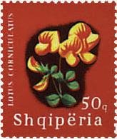 Stamp, Bird's Foot, Albania,  , Flowers
