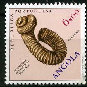 Stamp, Nostoceras, Angola,  , Fossils, Prehistorical Animals