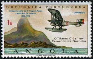 Stamp, The "Santa Cruz" in Fernando de Noronha, Angola,  , Aviation, Aircrafts