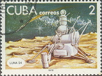 Stamp, Spacecraft "Luna-24", Cuba,  , Space Traveling, Spacecrafts