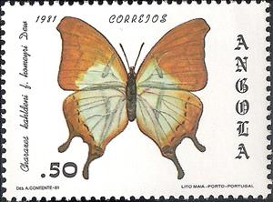 Stamp, (Charaxes kahldeni), Angola,  , Insects, Butterflies, Animals (Fauna)
