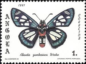 Stamp, (Abantis zambesiaca), Angola,  , Insects, Butterflies, Animals (Fauna)