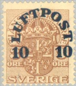 Stamp, Overprint Airmail, Sweden,  , Coats of Arms