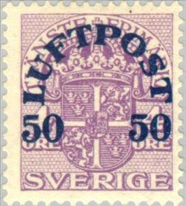 Stamp, Overprint Airmail, Sweden,  , Coats of Arms