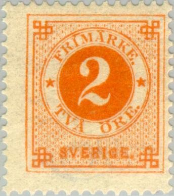 Circle type. Blue posthorn on back
