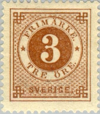 Circle type. Blue posthorn on back
