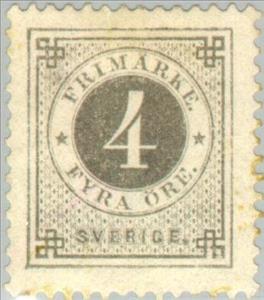 Stamp, Circle type. Blue posthorn on back, Sweden,  