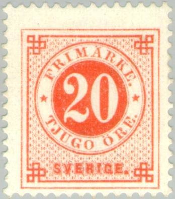 Circle type. Blue posthorn on back
