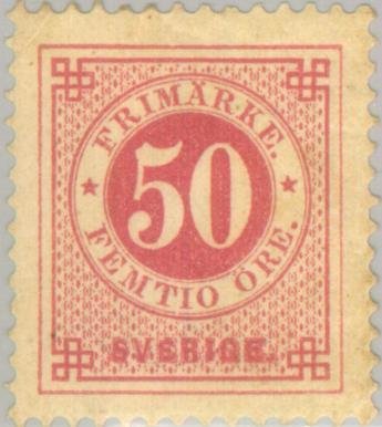 Circle type. Blue posthorn on back