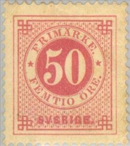 Stamp, Circle type. Blue posthorn on back, Sweden,  