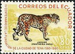 Stamp, Jaguar (Panthera onca), Ecuador,  , Animals (Fauna)