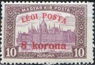 Parliament building with 'Air post' overprint