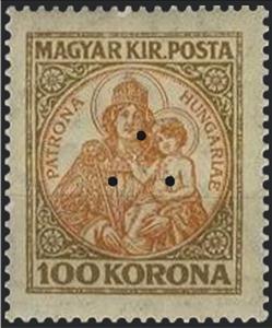 Stamp, Madonna with Crown, triangular punching, Hungary,  , Religion