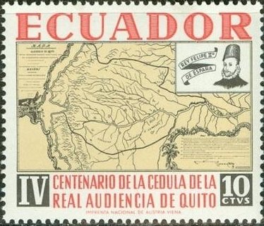 Old Map of Ecuador and Philip II of Spain