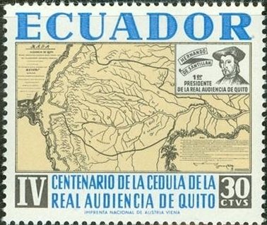 Old Map of Ecuador and Philip II of Spain