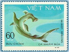 Stamp, Scalloped Hammerhead (Sphyrna lewini), Vietnam,  , Fishes