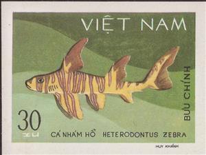 Stamp, Zebra Bullhead Shark (Heterodontus zebra), Vietnam,  , Fishes