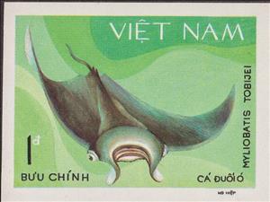 Stamp, Japanese Eagle Ray (Myliobatis tobijei), Vietnam,  , Fishes